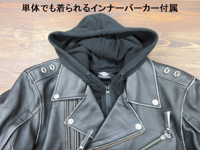 Ｌ 名品 ハーレーダビッドソン Rocker 3In1 レザー バイカー ジャケット 日本LL～3L相当（ライダース 革ジャン 牛革_画像4