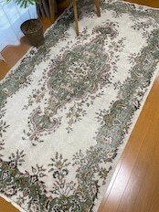 ヴィンテージランナーラグ　抹茶グリーンメダリオン　トルコラグ　vintage turkish runner rug_画像3