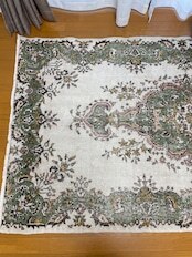 ヴィンテージランナーラグ　抹茶グリーンメダリオン　トルコラグ　vintage turkish runner rug_画像6