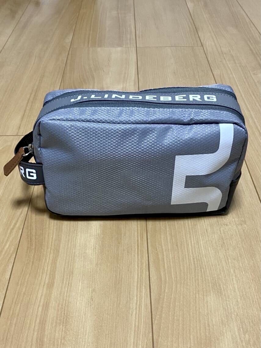J.LINDEBERG（ジェイリンドバーグ）ゴルフポーチ★グレー　新品未使用_画像1