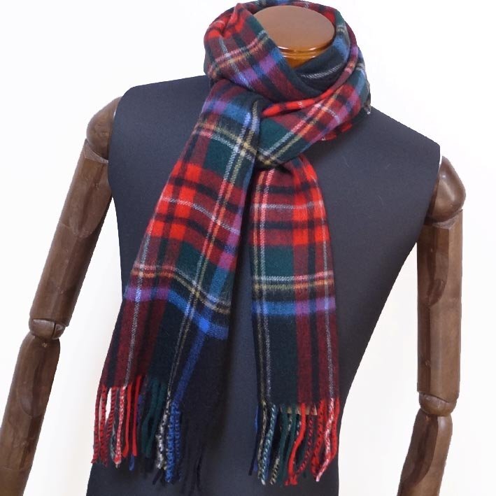 ジェイプレス J.PRESS MEN チェック柄 カシミヤ混 ウール マフラー メンズ ネイビー系 新品 正規品 J.プレス プレゼント ギフト_画像5