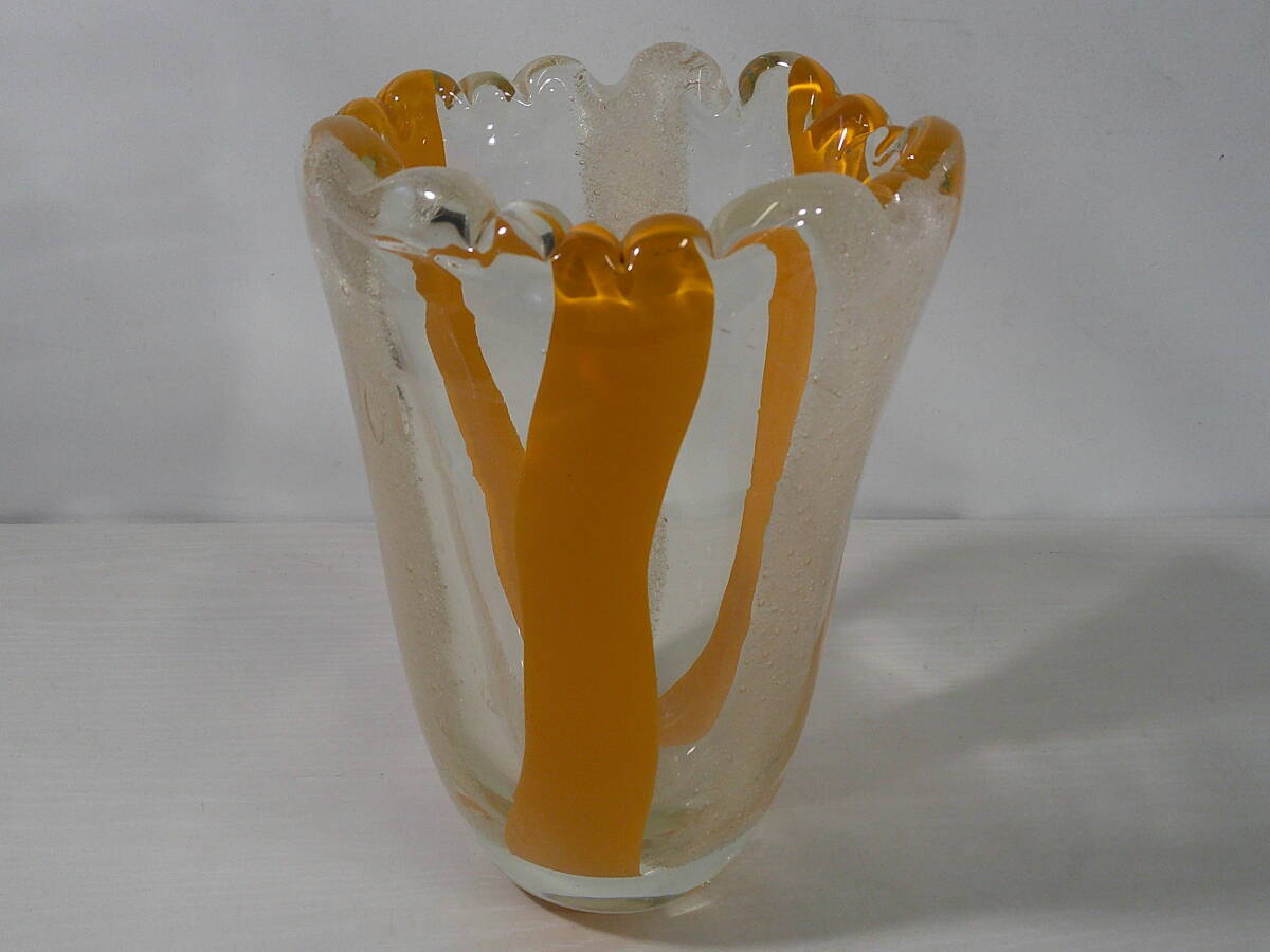 ◆②ガラス花瓶　直径約13ｃｍ×23ｃｍ※現状品■６０_画像1