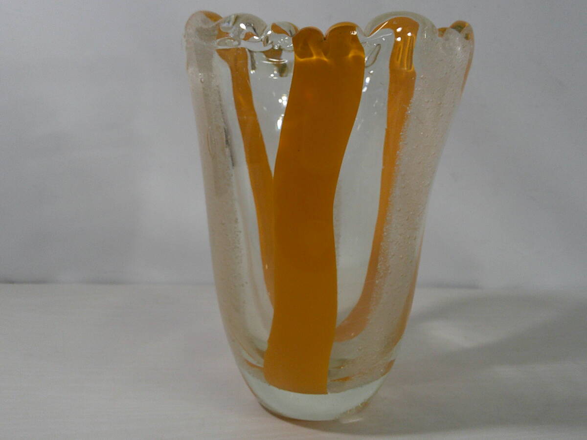 ◆②ガラス花瓶　直径約13ｃｍ×23ｃｍ※現状品■６０_画像2