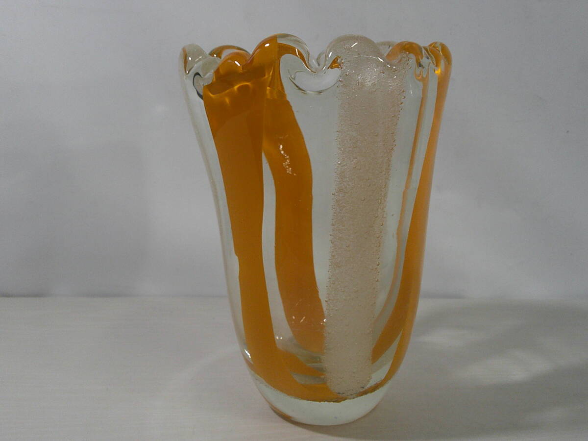 ◆②ガラス花瓶　直径約13ｃｍ×23ｃｍ※現状品■６０_画像4