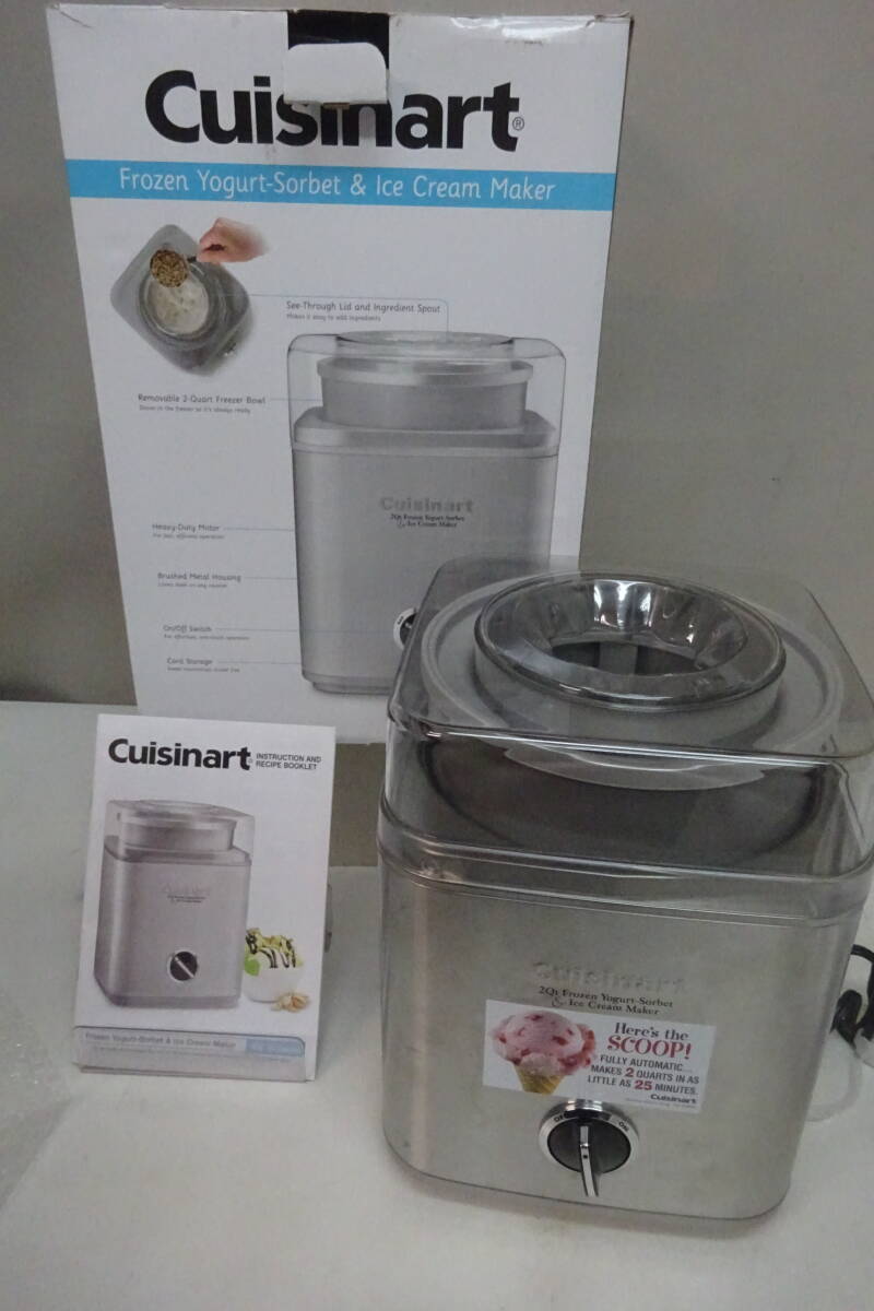 *593) Frozen йогурт & шербет & изготовитель мороженого *Cuisinart (ki Sinar to) 1.9* б/у товар / работа OK/ ощущение б/у текущее состояние товар #100