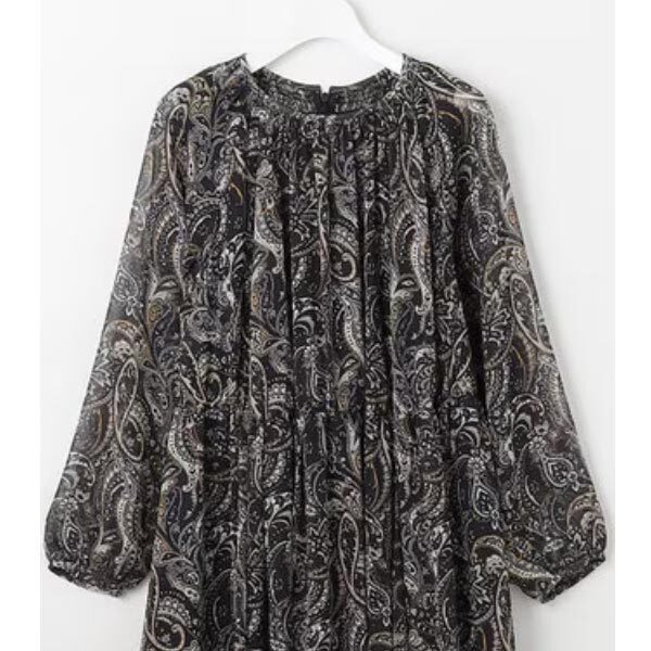 自由区【SHIHOさん着用】ペイズリープリント ワンピース 紺40(Lサイズ)新品_画像3