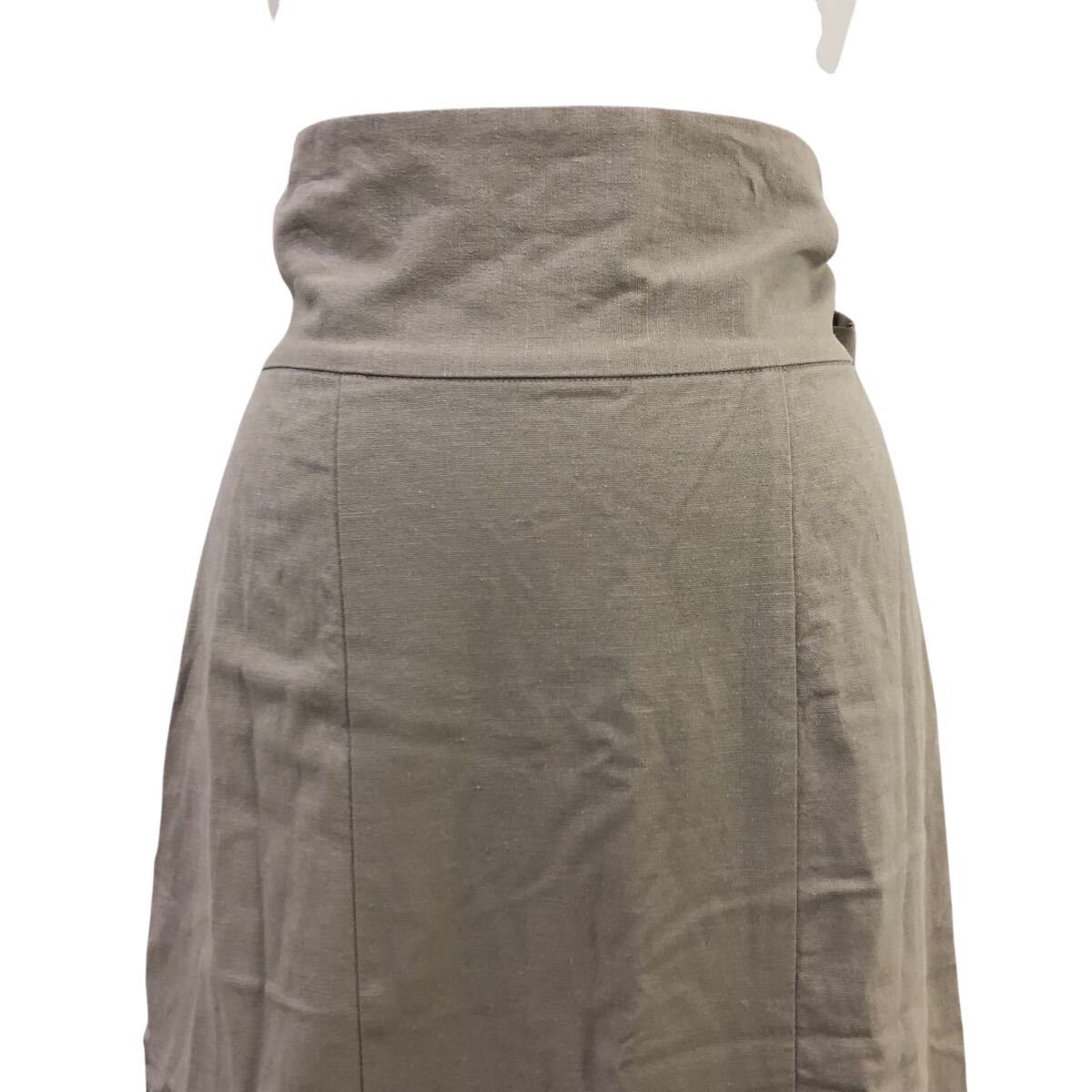 11Nm335-23 CLANE クラネ リネン混 麻混 ウエスト リボン デザイン ロングスカート スカート ボトムス ベージュ レディース 2_画像2