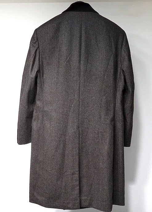 定価70万 極美品 dunhill ダンヒル ウールカシミヤフランネル ヘリンボーン ダブルブレスト チェスターコート メンズ 50 ジャケット_画像9