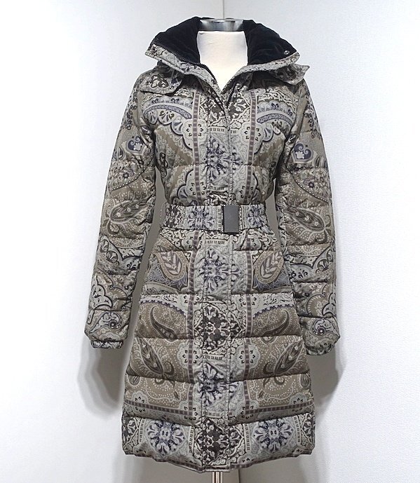 14AW прекрасный товар ETRO Etro peiz Lee рисунок bell tedo пуховик полиэстер серый серия женский 38 Goose пуховик внешний 