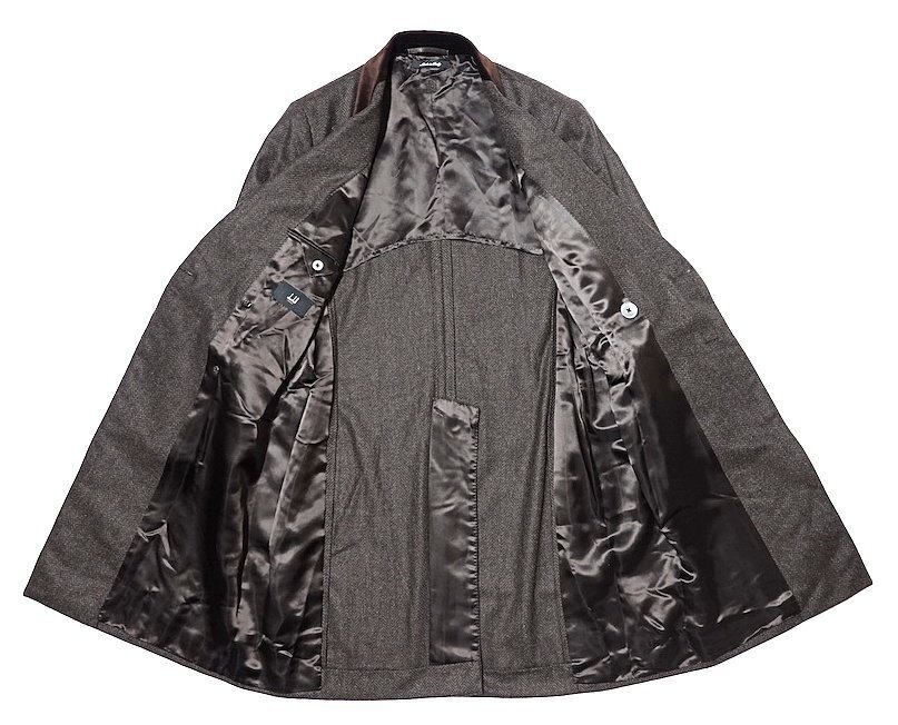 定価70万 極美品 dunhill ダンヒル ウールカシミヤフランネル ヘリンボーン ダブルブレスト チェスターコート メンズ 50 ジャケット_画像8