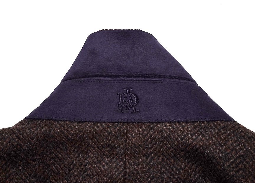 定価70万 極美品 dunhill ダンヒル ウールカシミヤフランネル ヘリンボーン ダブルブレスト チェスターコート メンズ 50 ジャケット_画像6