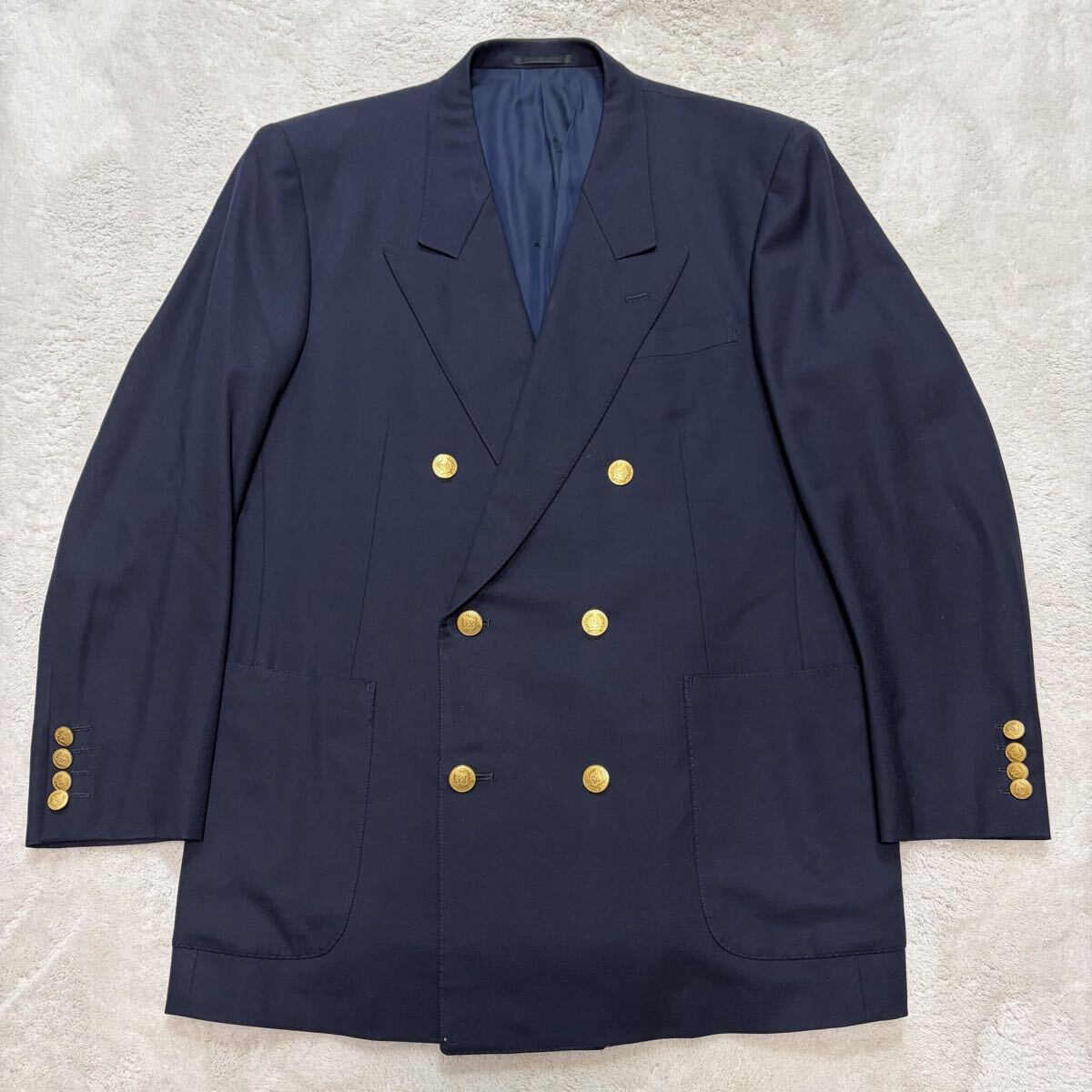 美品!/XLサイズ●クリスチャンディオール Christian Dior 紺ブレ 金ボタン ロゴ ブレザー テーラードジャケット ゴルフ ダブル アウター LL_画像2