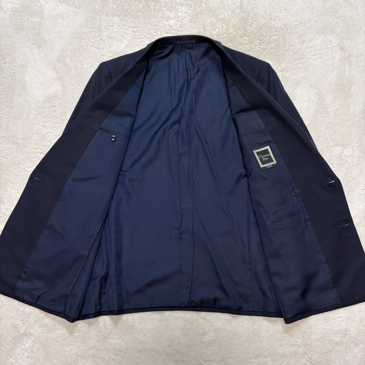 美品!/XLサイズ●クリスチャンディオール Christian Dior 紺ブレ 金ボタン ロゴ ブレザー テーラードジャケット ゴルフ ダブル アウター LL_画像4