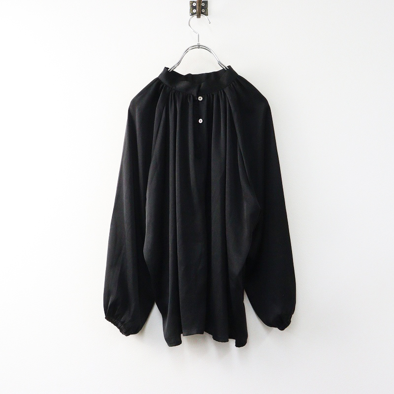 ハグオーワー クロスアンドクロス HUG O WaR Cloth&Cross ギャザープルオーバーブラウス F＼ブラック シャツ【2400014690514】_画像2