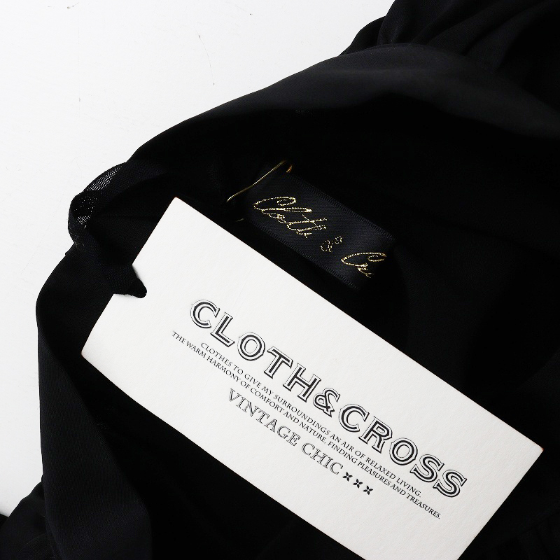 ハグオーワー クロスアンドクロス HUG O WaR Cloth&Cross ギャザープルオーバーブラウス F＼ブラック シャツ【2400014690514】_画像7