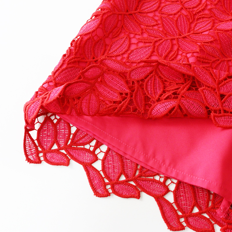 未使用 大きいサイズ ローズティアラ Rose Tiara リーフケミカルレーススカート 46＼レッド フラワー タイト 花柄【2400014679465】_画像5