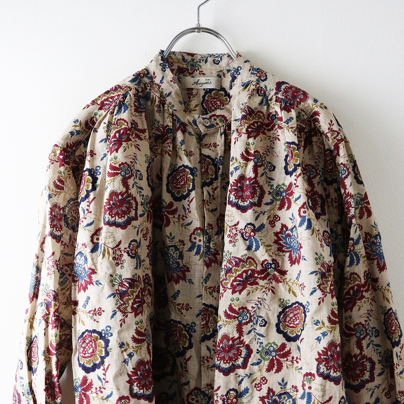 2025SS イチアンティークス ICHI Antiquites フラワーブラウス ｜ベージュ 花柄 ボタニカル バンドカラー シャツ【2400014700718】_画像3