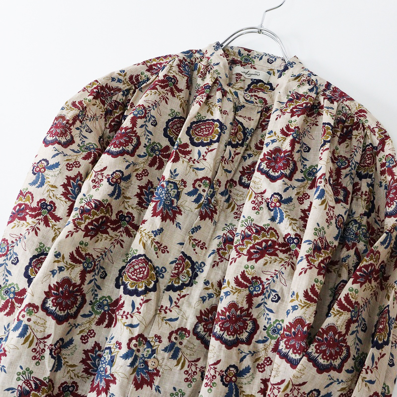 2025SS イチアンティークス ICHI Antiquites フラワーブラウス ｜ベージュ 花柄 ボタニカル バンドカラー シャツ【2400014700718】_画像5