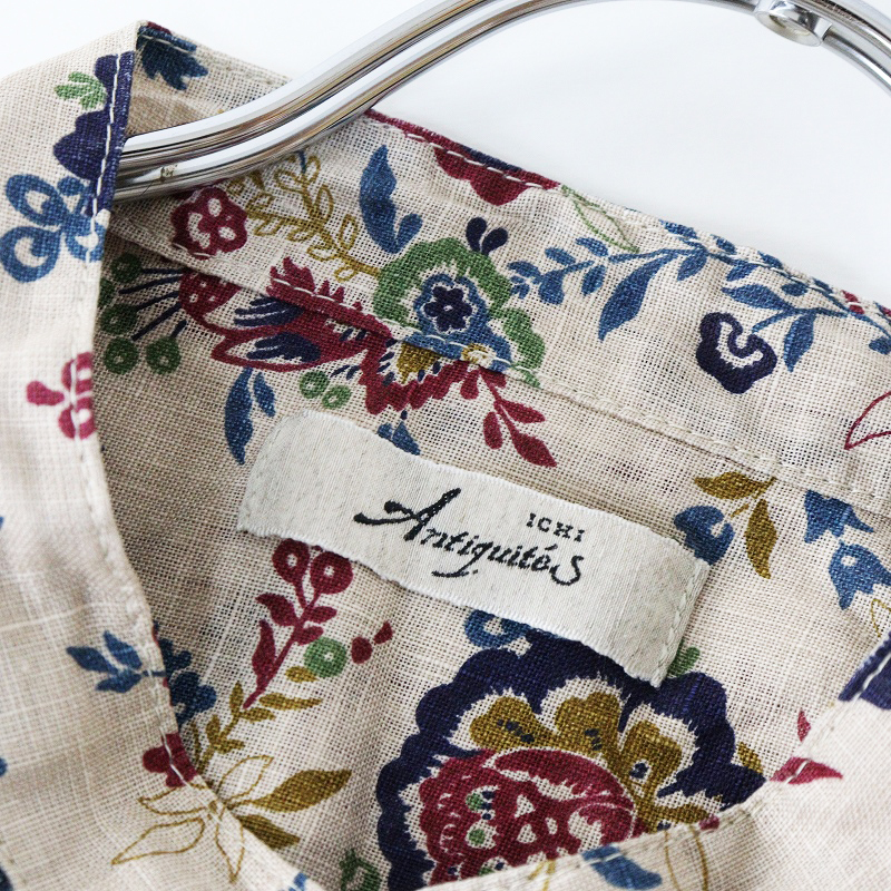 2025SS イチアンティークス ICHI Antiquites フラワーブラウス ｜ベージュ 花柄 ボタニカル バンドカラー シャツ【2400014700718】_画像8