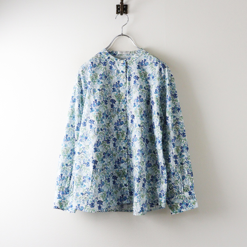 アフタヌーンティーワードローブ Afternoon Tea WARDROBE リバティ Lily Jane リリージェーン バンドカラーシャツ 青┃【2400014699548】_画像1