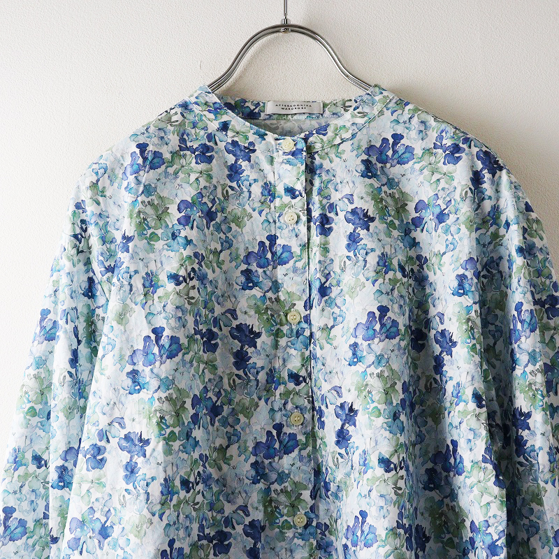 アフタヌーンティーワードローブ Afternoon Tea WARDROBE リバティ Lily Jane リリージェーン バンドカラーシャツ 青┃【2400014699548】_画像3