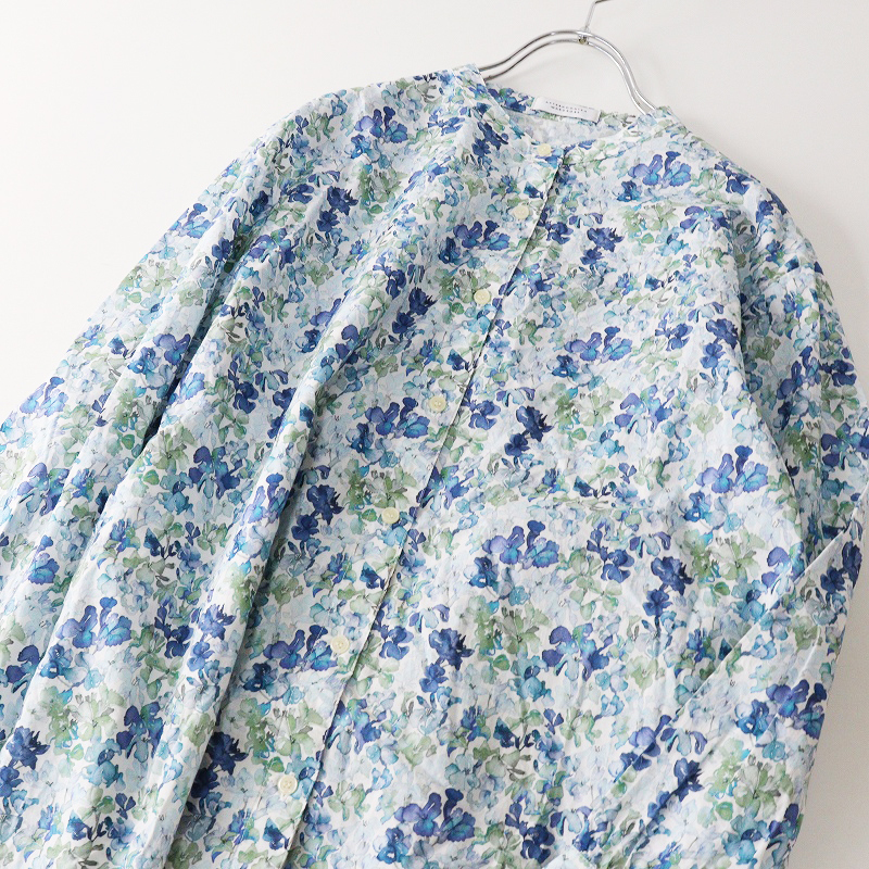 アフタヌーンティーワードローブ Afternoon Tea WARDROBE リバティ Lily Jane リリージェーン バンドカラーシャツ 青┃【2400014699548】_画像5