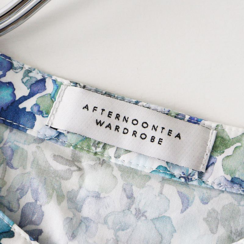 アフタヌーンティーワードローブ Afternoon Tea WARDROBE リバティ Lily Jane リリージェーン バンドカラーシャツ 青┃【2400014699548】_画像8