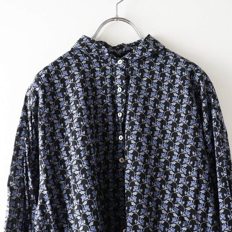 ハンズオブクリエイション Hands of creation ノスタルジックフラワープリント ラウンドカラーシャツ F ブラック┃花柄【2400014699579】_画像3