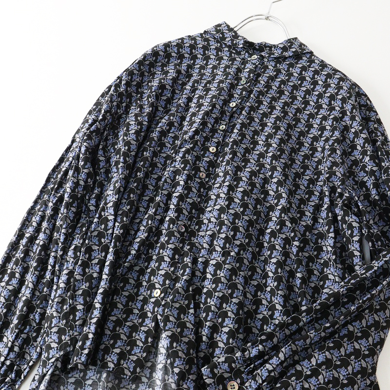 ハンズオブクリエイション Hands of creation ノスタルジックフラワープリント ラウンドカラーシャツ F ブラック┃花柄【2400014699579】_画像5