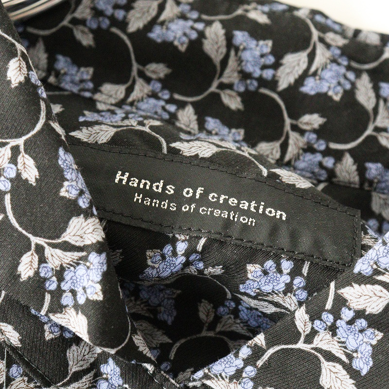 ハンズオブクリエイション Hands of creation ノスタルジックフラワープリント ラウンドカラーシャツ F ブラック┃花柄【2400014699579】_画像8