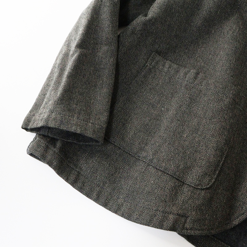 美品 イナ ina ウールコットン ツイードスタンドカラージャケット ダークグレー系┃ハオリ 羽織 アウトポケット【2400014699654】_画像6