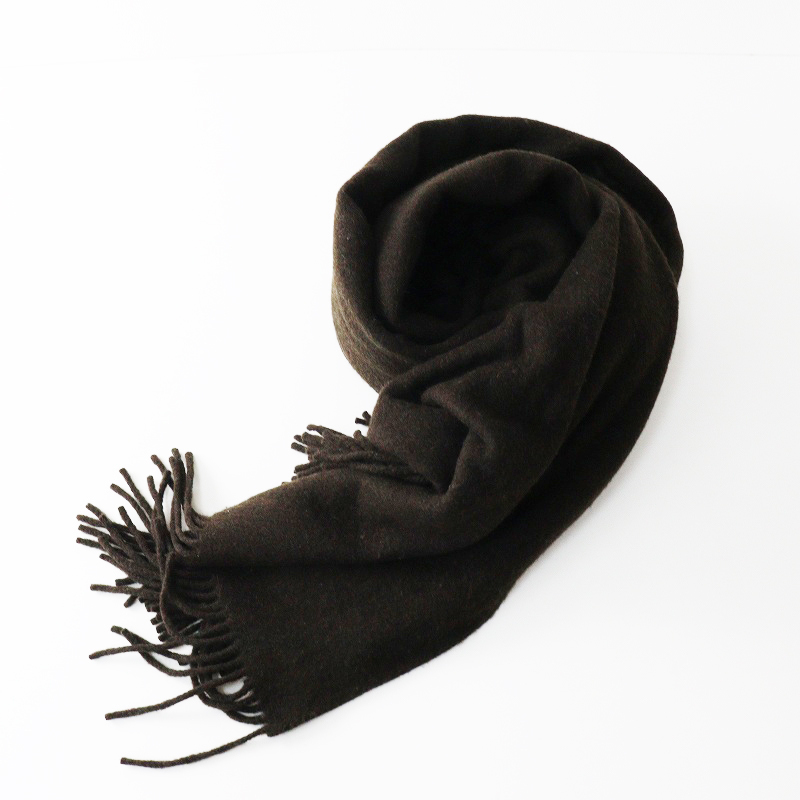 カオス Chaos アソースメレ ASAUCE MELER 別注 ウールフリンジストール\ダークブラウン ショール 大判 マフラー【2400014700138】_画像4
