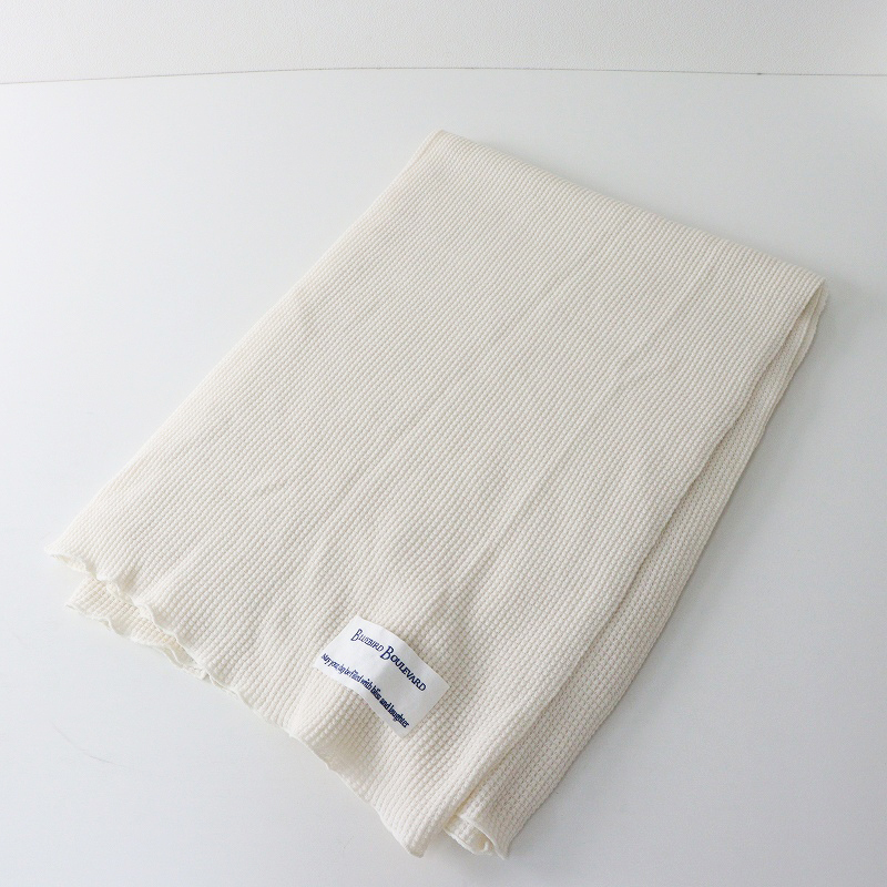 美品 ブルーバードブルバード BLUEBIRD BOULEVARD ワッフルストール＼オフホワイト 大判 ショール【2400014697735】_画像1