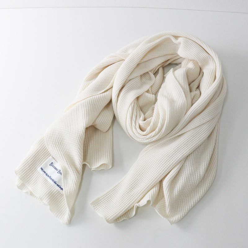 美品 ブルーバードブルバード BLUEBIRD BOULEVARD ワッフルストール＼オフホワイト 大判 ショール【2400014697735】_画像5