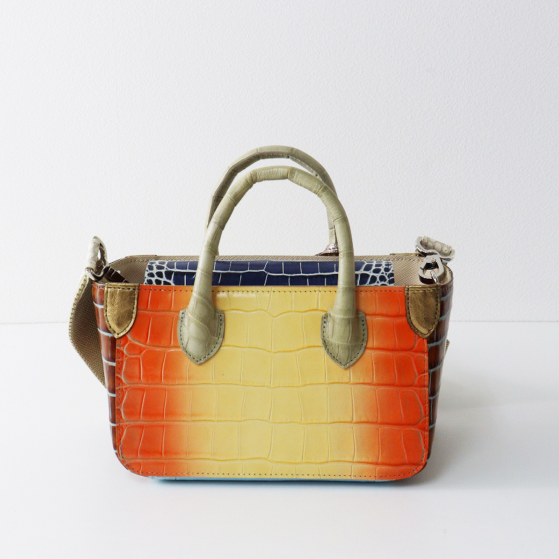 未使用 A.D.M.J. エーディーエムジェイ 牛革クロコ型押し スワロフスキー クリスタル付き ミニトートバッグ\マルチ【2400014684902】_画像3