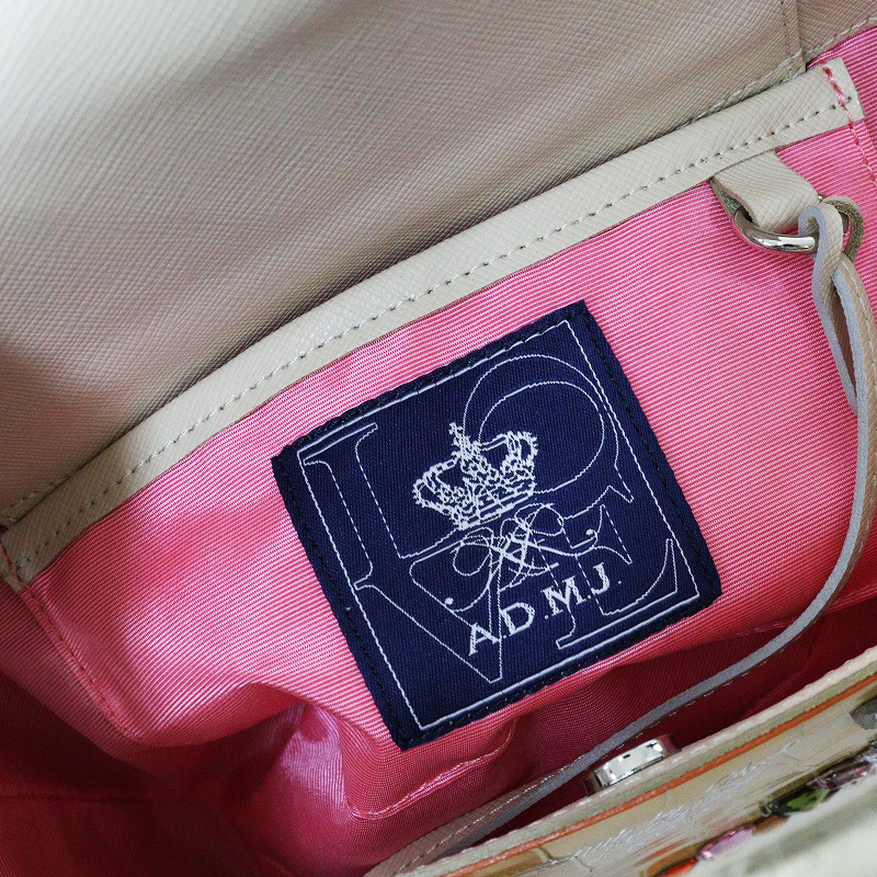 未使用 A.D.M.J. エーディーエムジェイ 牛革クロコ型押し スワロフスキー クリスタル付き ミニトートバッグ\マルチ【2400014684902】_画像9