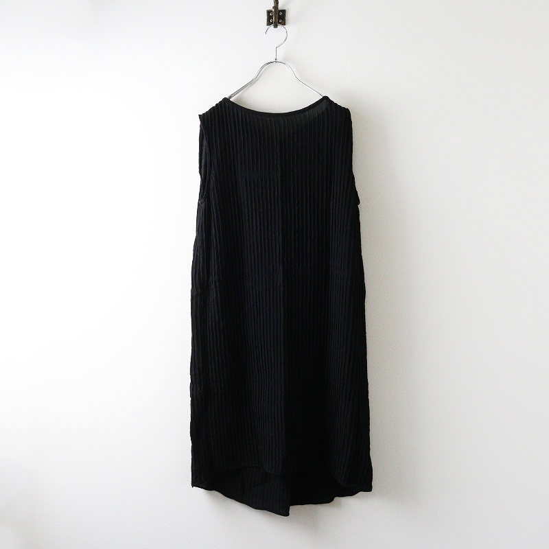 ドゥサン Dusan シルクピンタックノースリーブワンピース S＼ブラック ドレス チュニック【2400014701012】_画像1