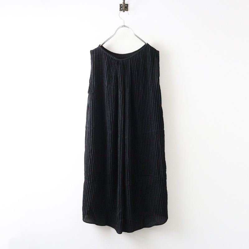 ドゥサン Dusan シルクピンタックノースリーブワンピース S＼ブラック ドレス チュニック【2400014701012】_画像2