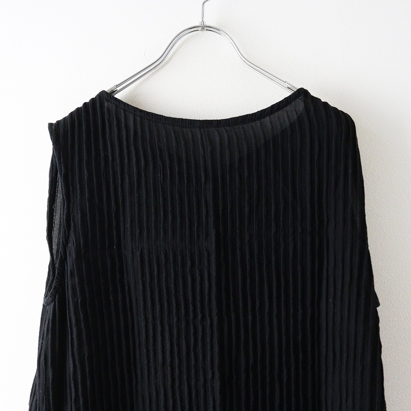 ドゥサン Dusan シルクピンタックノースリーブワンピース S＼ブラック ドレス チュニック【2400014701012】_画像3