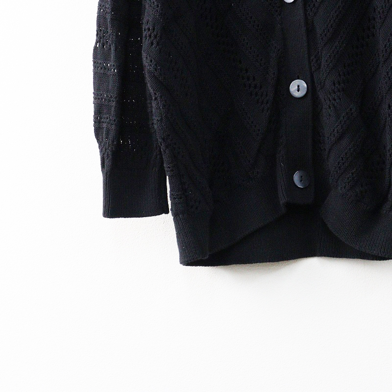 大きいサイズ ローズティアラ Rose Tiara 透かし編みニットボレロカーディガン 42＼ブラック 綿レーヨン 羽織り【2400014690422】_画像4
