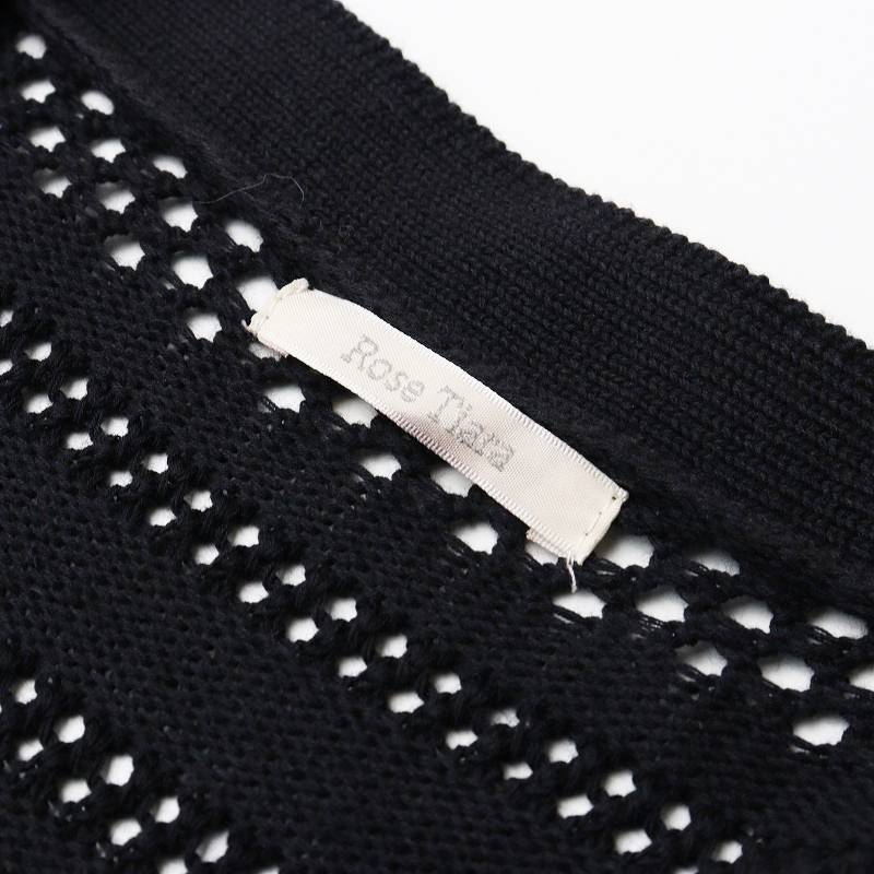 大きいサイズ ローズティアラ Rose Tiara 透かし編みニットボレロカーディガン 42＼ブラック 綿レーヨン 羽織り【2400014690422】_画像6