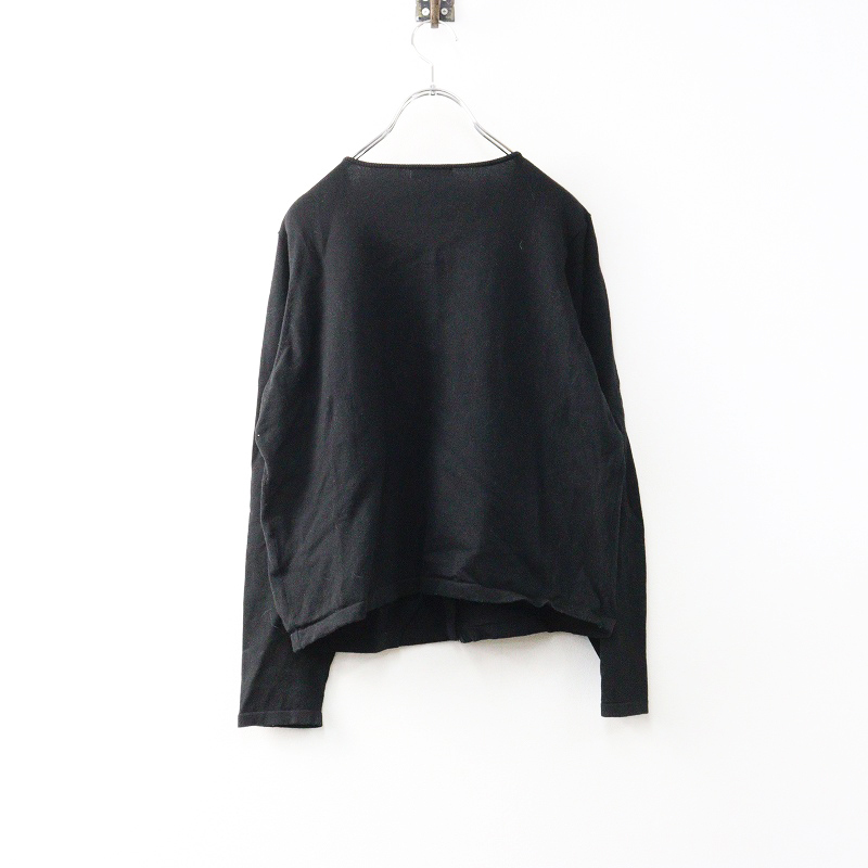 大きいサイズ ローズティアラ Rose Tiara パールボタンクルーネックニットカーディガン 46＼ブラック 綿レーヨン【2400014690415】_画像2