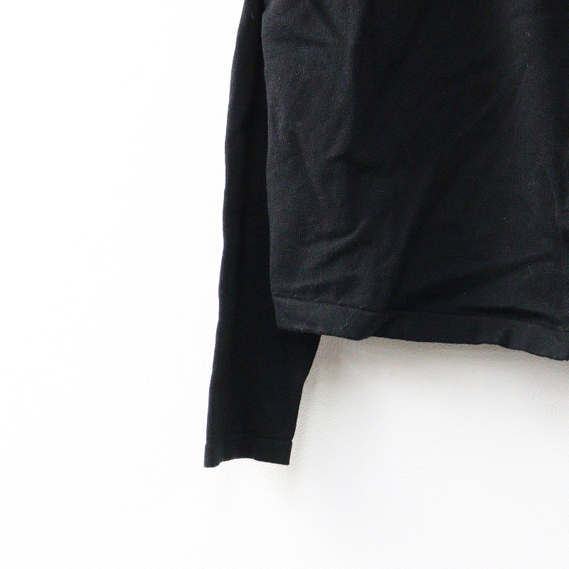 大きいサイズ ローズティアラ Rose Tiara パールボタンクルーネックニットカーディガン 46＼ブラック 綿レーヨン【2400014690415】_画像4