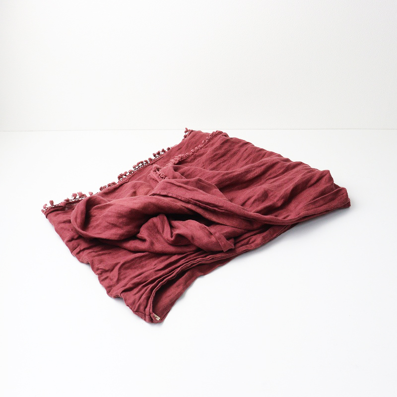 キャピタル KAPITAL フリンジ タッセル スヌード ｜レッド系 ヘリンボーン ショール【2400014687088】_画像1