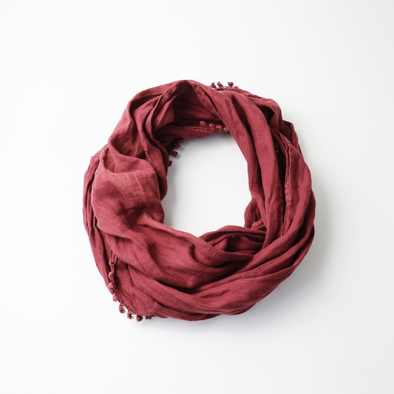 キャピタル KAPITAL フリンジ タッセル スヌード ｜レッド系 ヘリンボーン ショール【2400014687088】_画像2