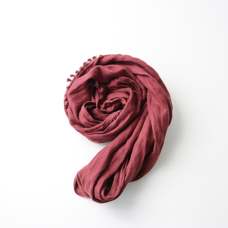 キャピタル KAPITAL フリンジ タッセル スヌード ｜レッド系 ヘリンボーン ショール【2400014687088】_画像3