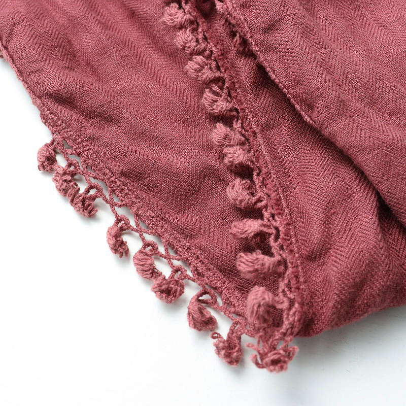 キャピタル KAPITAL フリンジ タッセル スヌード ｜レッド系 ヘリンボーン ショール【2400014687088】_画像4