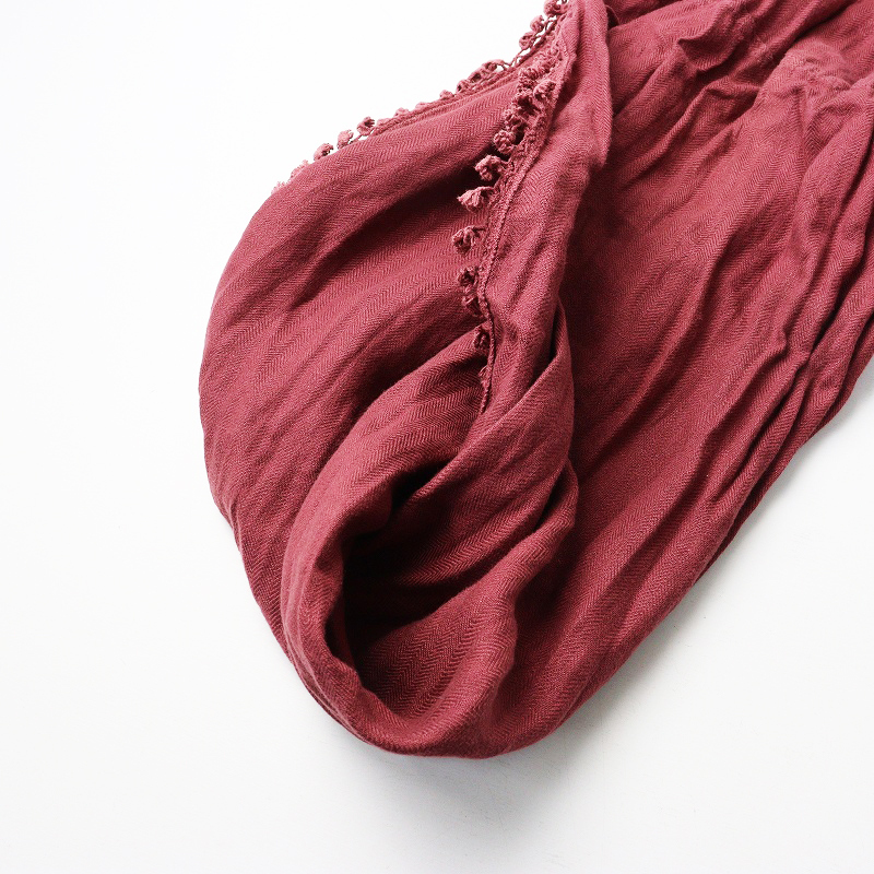 キャピタル KAPITAL フリンジ タッセル スヌード ｜レッド系 ヘリンボーン ショール【2400014687088】_画像5