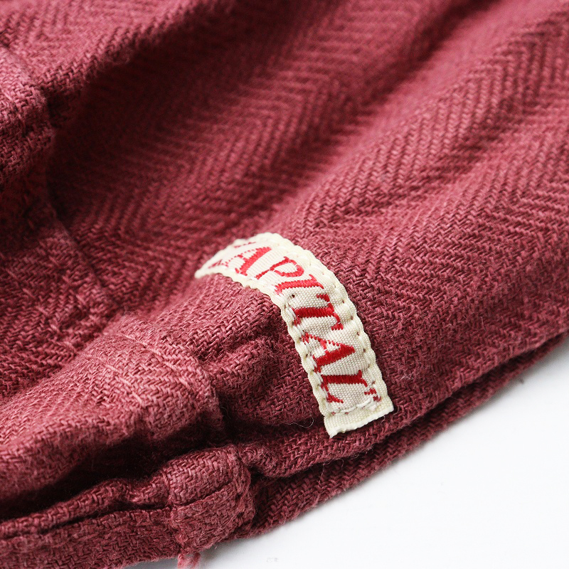 キャピタル KAPITAL フリンジ タッセル スヌード ｜レッド系 ヘリンボーン ショール【2400014687088】_画像6