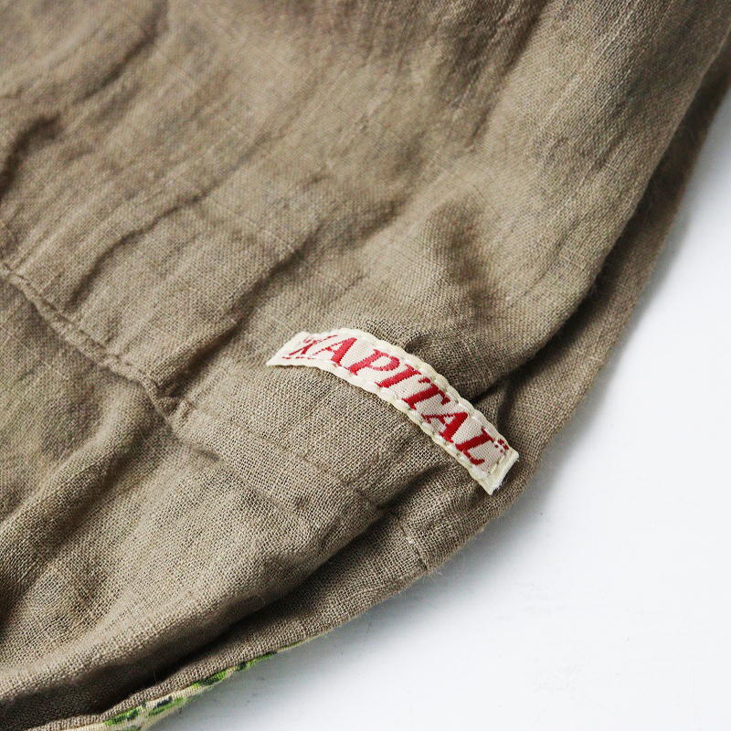 キャピタル KAPITAL フラワープリント タッセル スヌード ｜ベージュ×グリーン マフラー ショール【2400014687095】_画像7